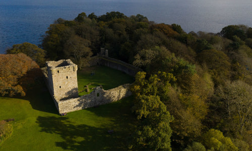 Aerial view of Lochleven Castle
